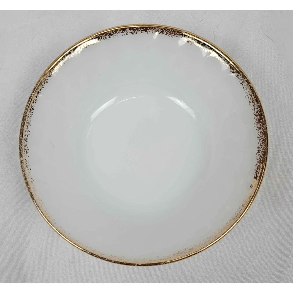 Vintage Oven Fire-King Ware White Porcelain Shallow Bowl